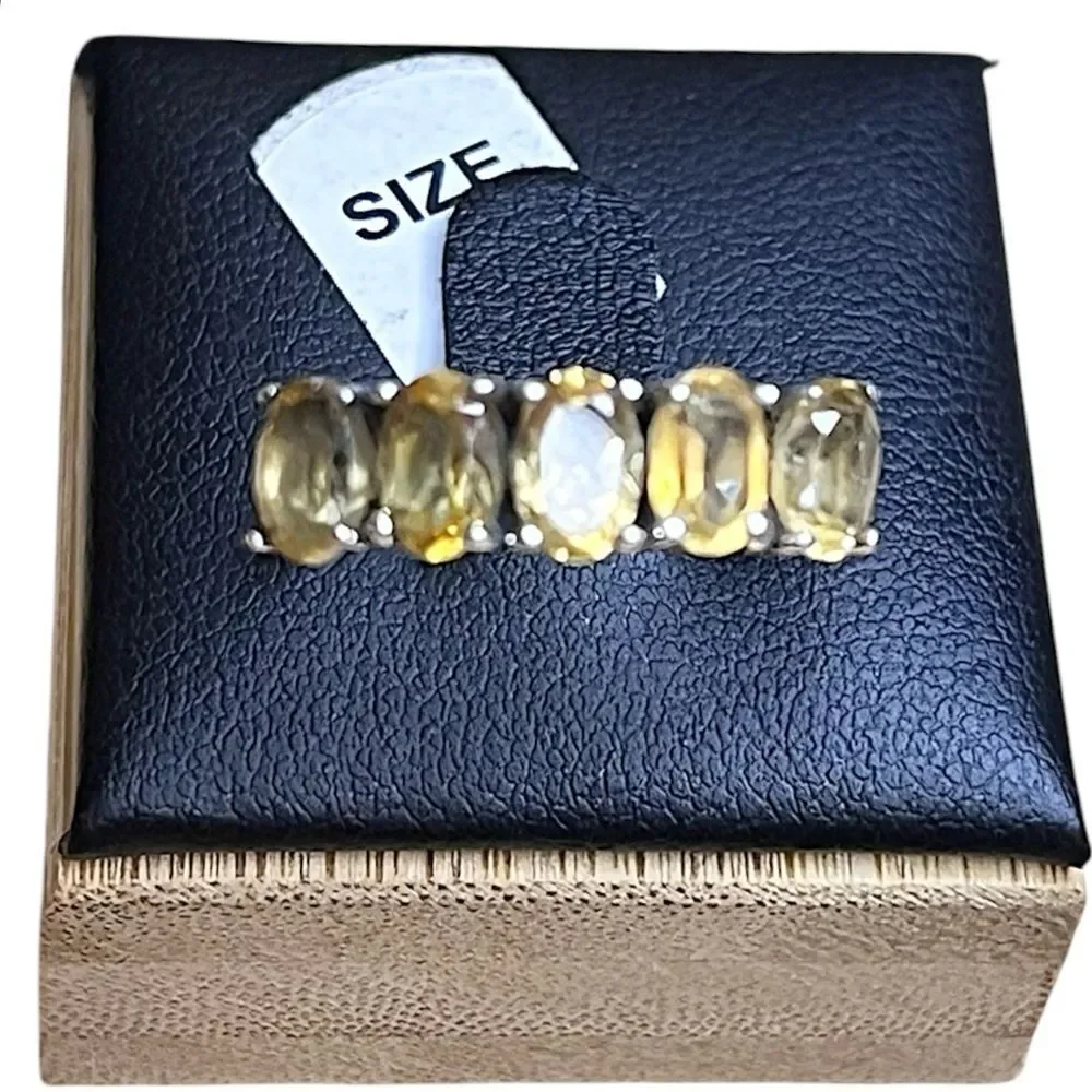 Artisan Sterling Silver Genuine Citrine Band Size 8